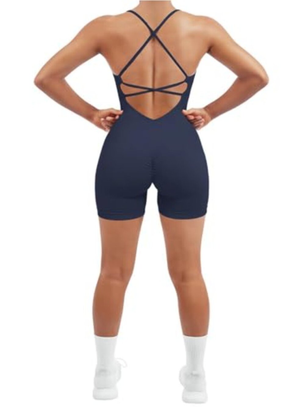 Seamless Sleeveless Backless Strappy Tummy Control Scrunch Butt Yoga Jumpsuit